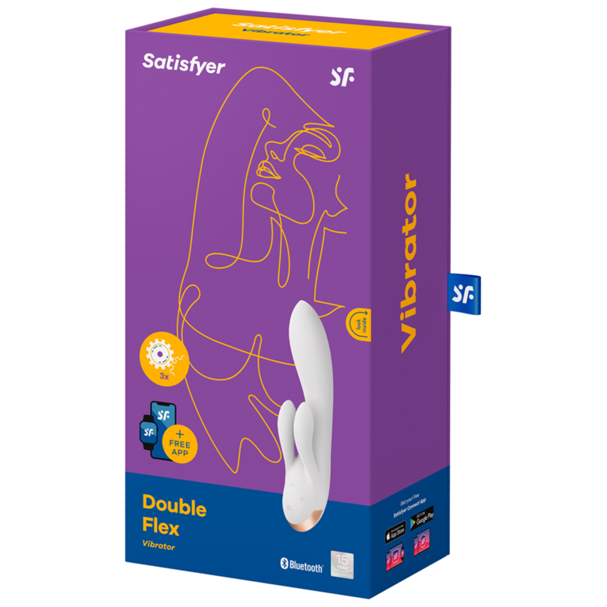 Satisfyer Double Flex Rabbit Vibrator (App Controlled) - White