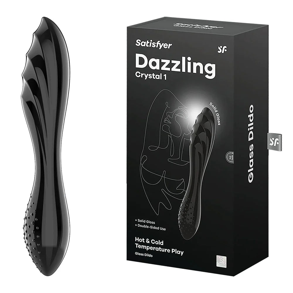 Satisfyer Dazzling Crystal 1 Glass Dildo - Black
