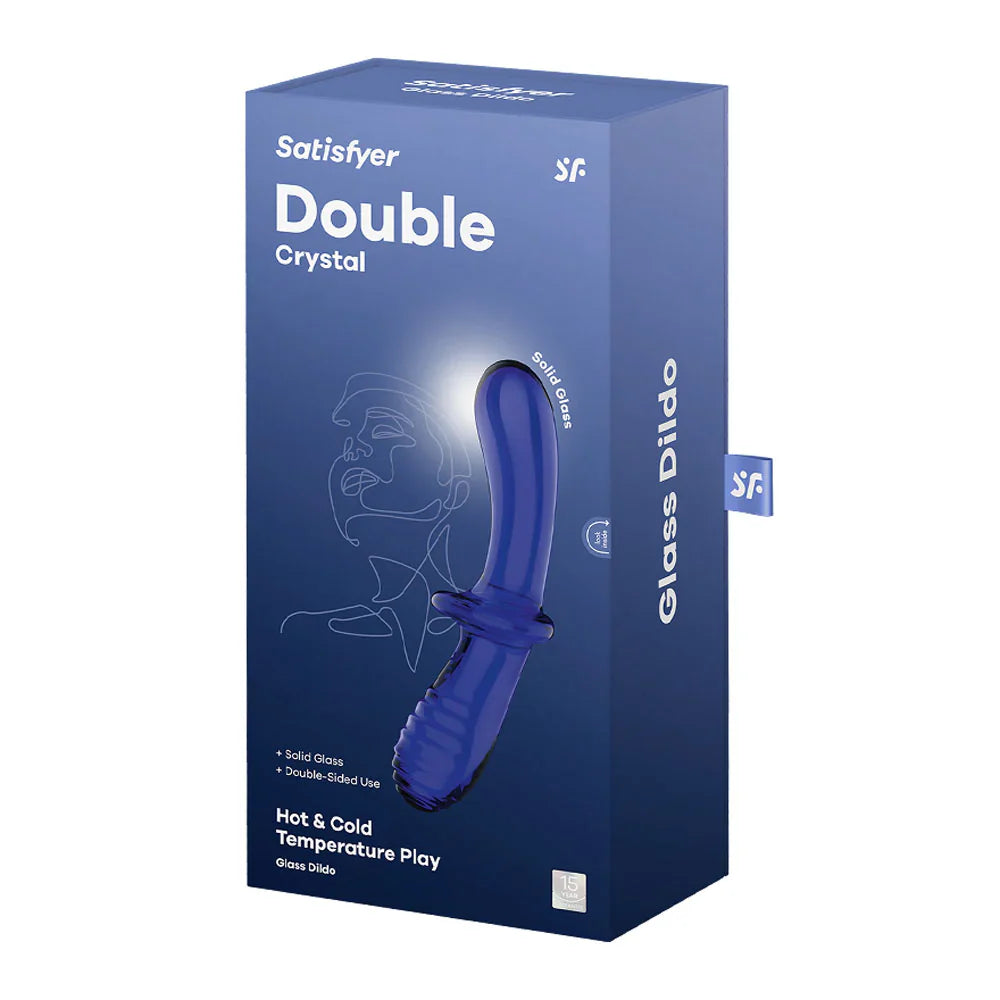 Satisfyer Double Ended Crystal Glass Dildo - Light Blue