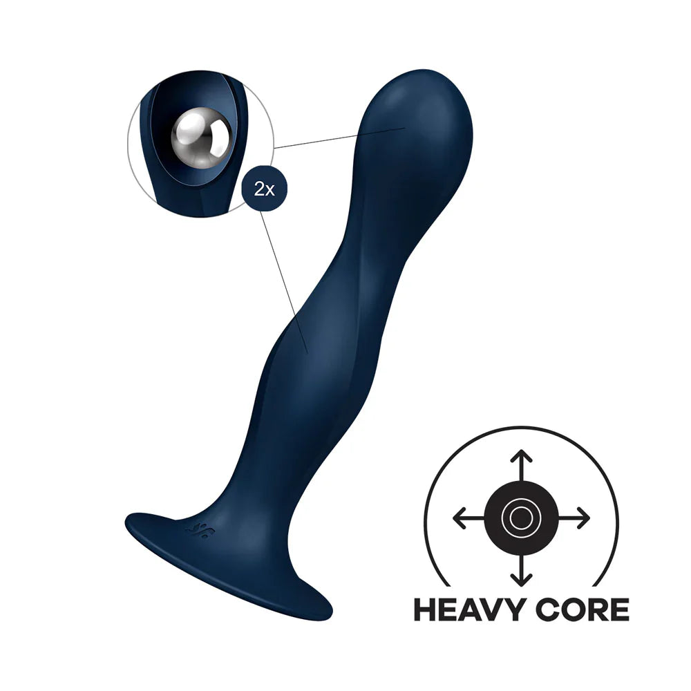 Satisfyer Double Ball-R Weighted Suction Cup Dildo - Dark Blue