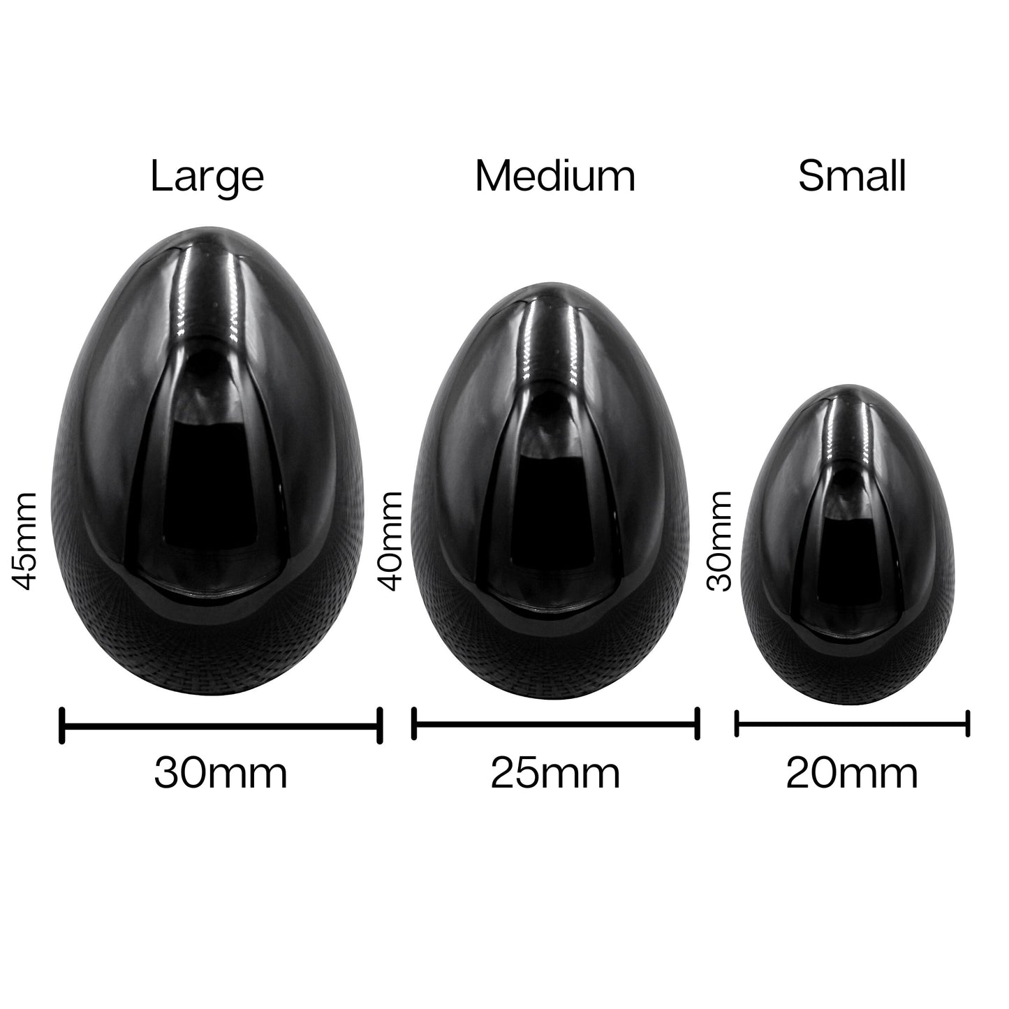 Precious Gems Yoni Egg Set - Black Obsidian Drilled (Set of 3)