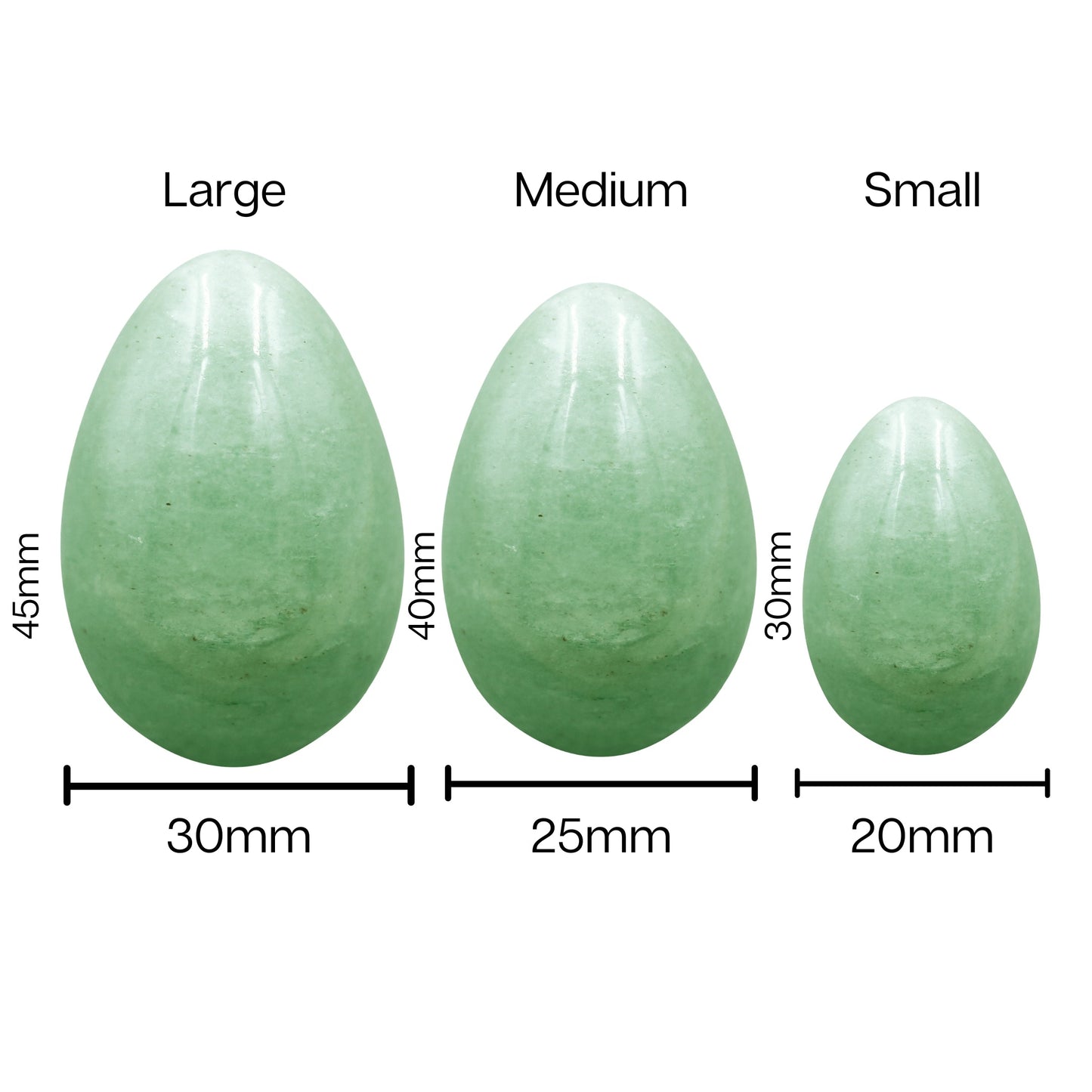 Precious Gems Yoni Egg Set - Green Aventurine Undrilled (Set of 3)