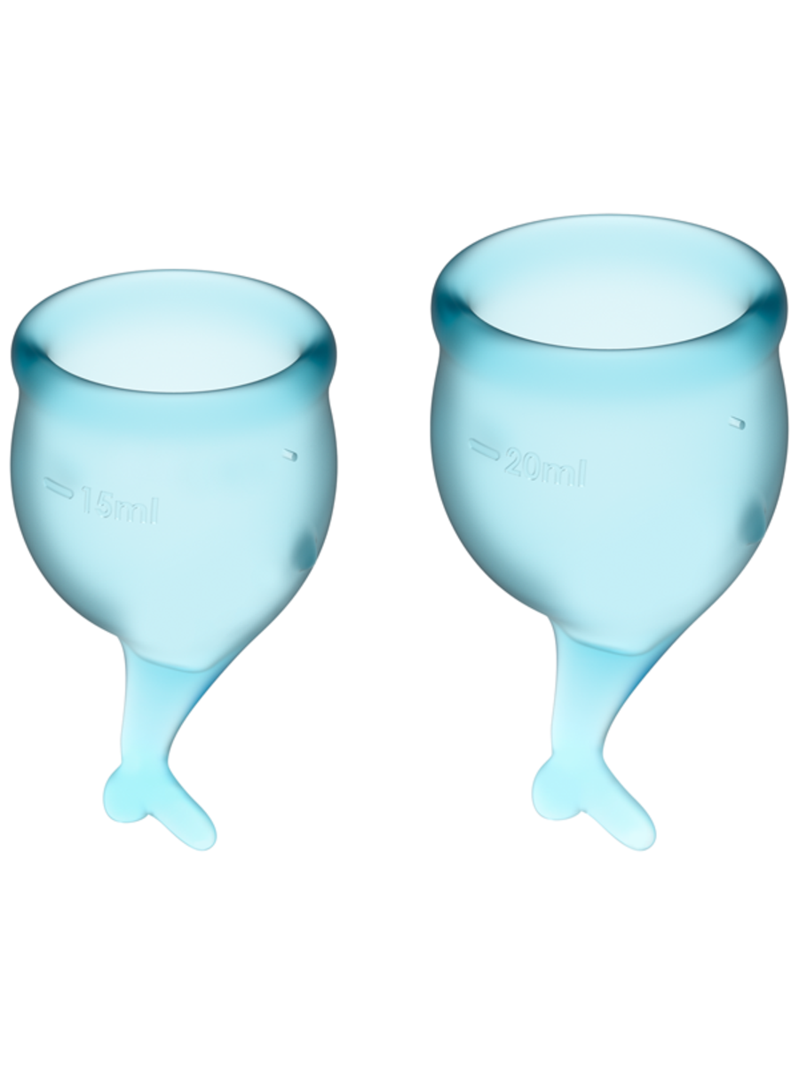 Satisfyer Menstrual Cup with Mermaid Stem - Light Blue (2 Pack)
