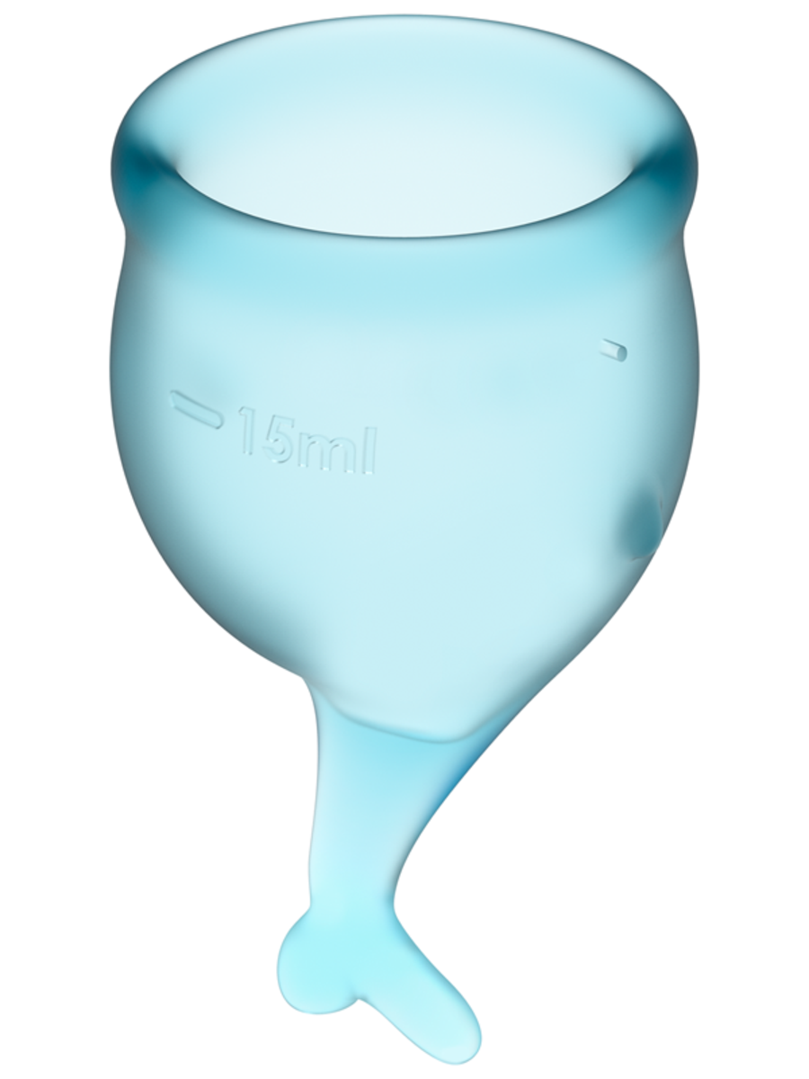 Satisfyer Menstrual Cup with Mermaid Stem - Light Blue (2 Pack)