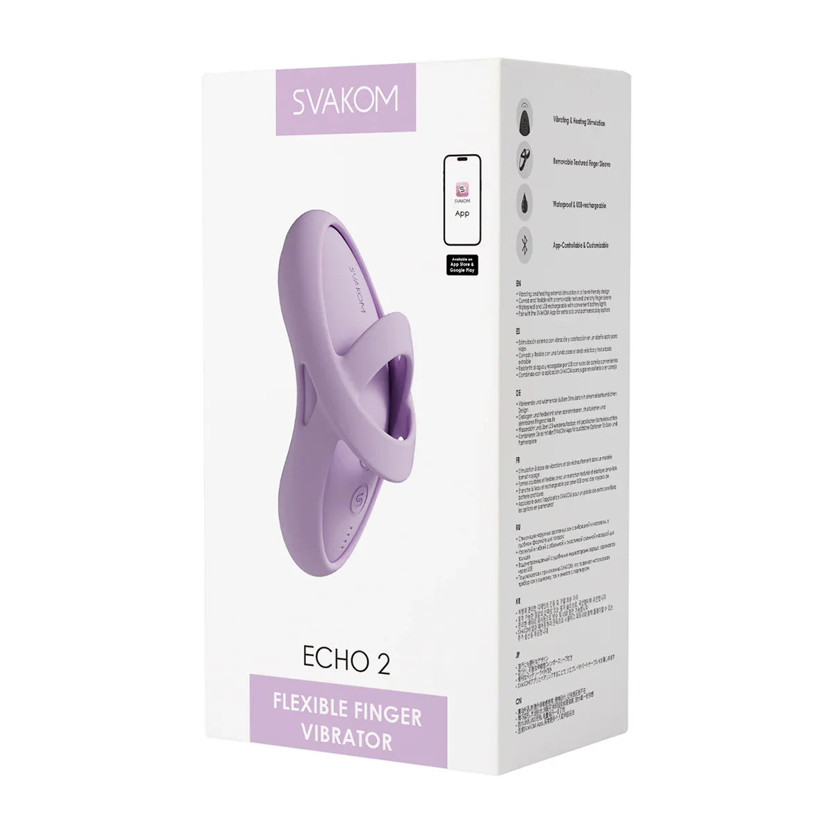 Svakom Echo 2 Flexible Finger or Panty Vibrator - Pink Lilac (App-Controlled)