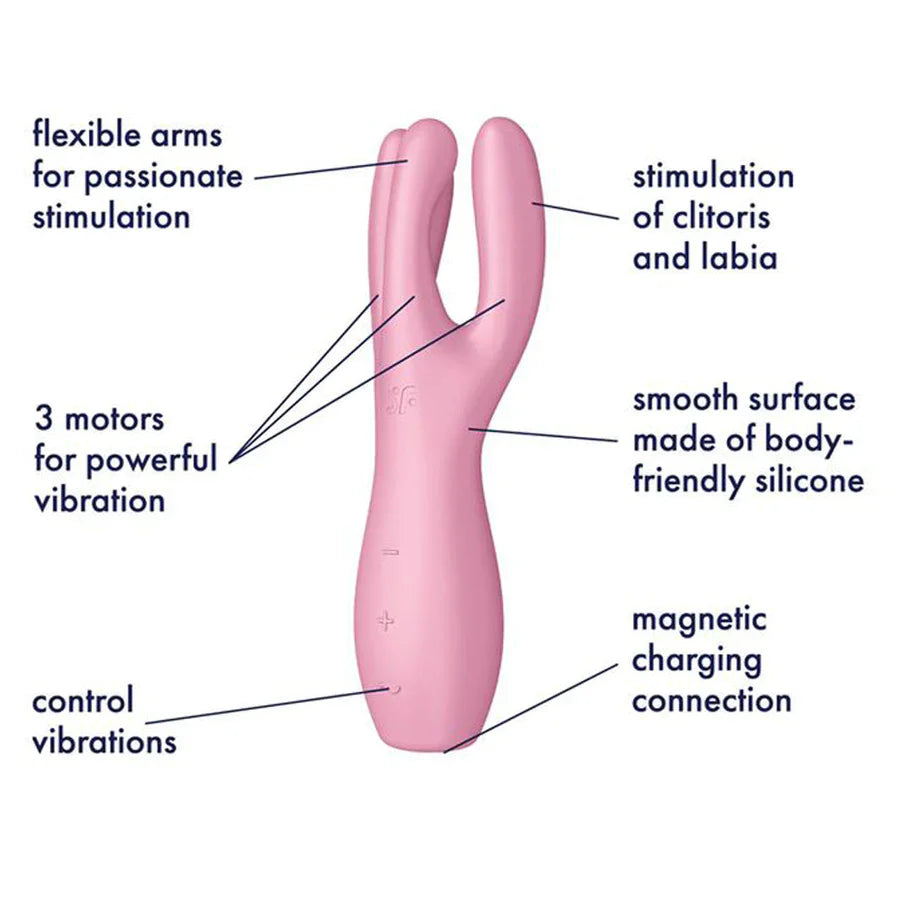 Satisfyer Threesome 3 Clitoral and Labia Stimulator - Pink