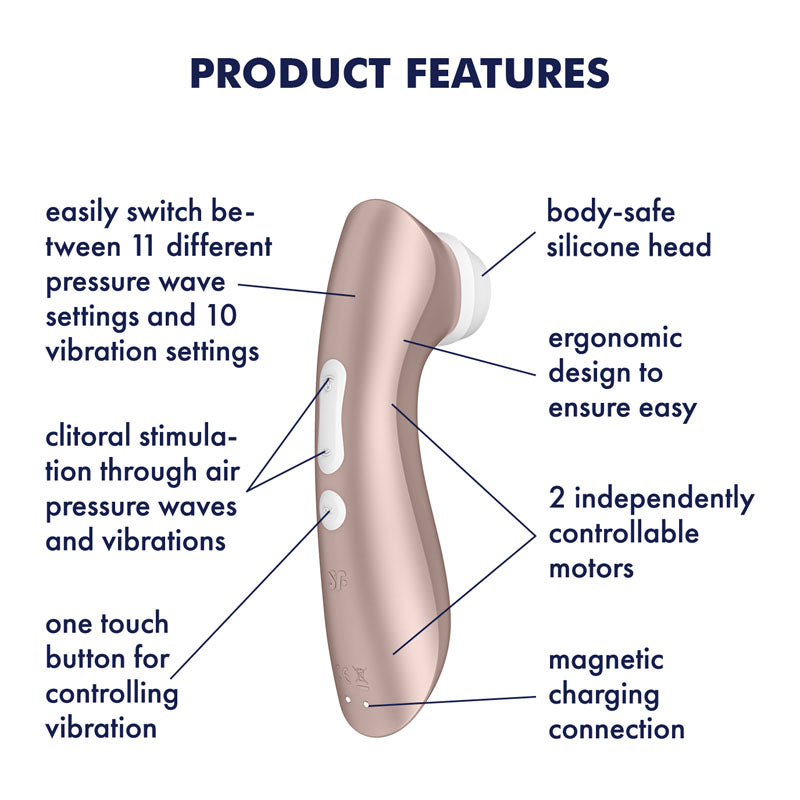 Satisfyer Pro 2 Plus Air Pulse Clitoral Stimulator & Vibrator - Rose Gold