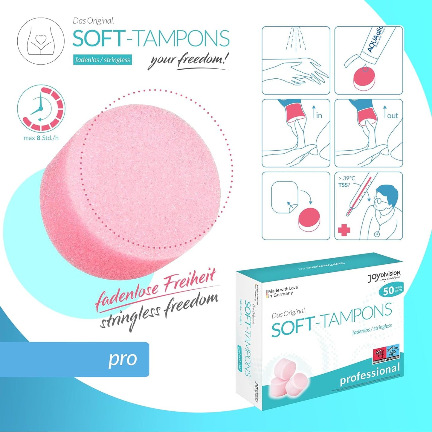 Joy Division Soft Tampon Menstrual Sponges - Professional (50 Pack)