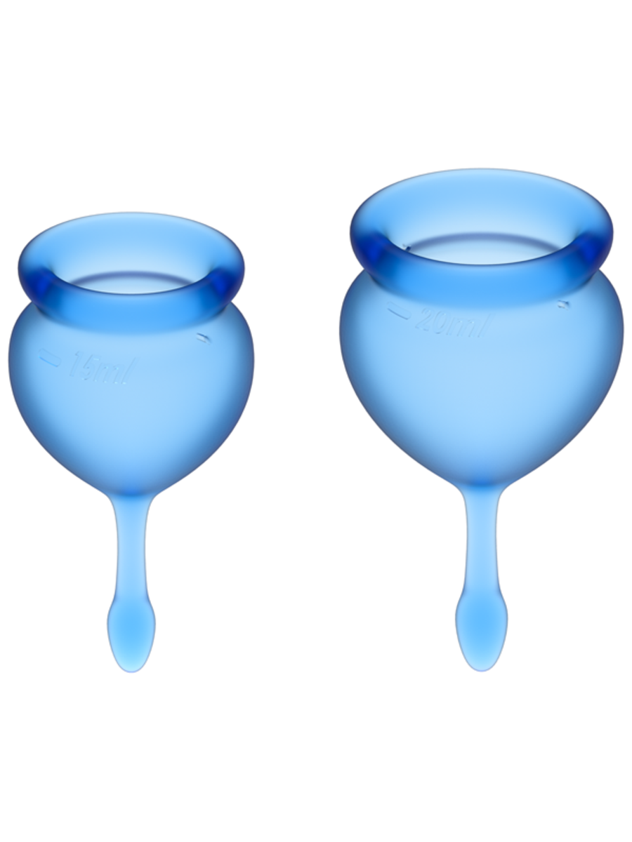 Satisfyer Menstrual Cup with Tab Stem - Dark Blue (2 Pack)