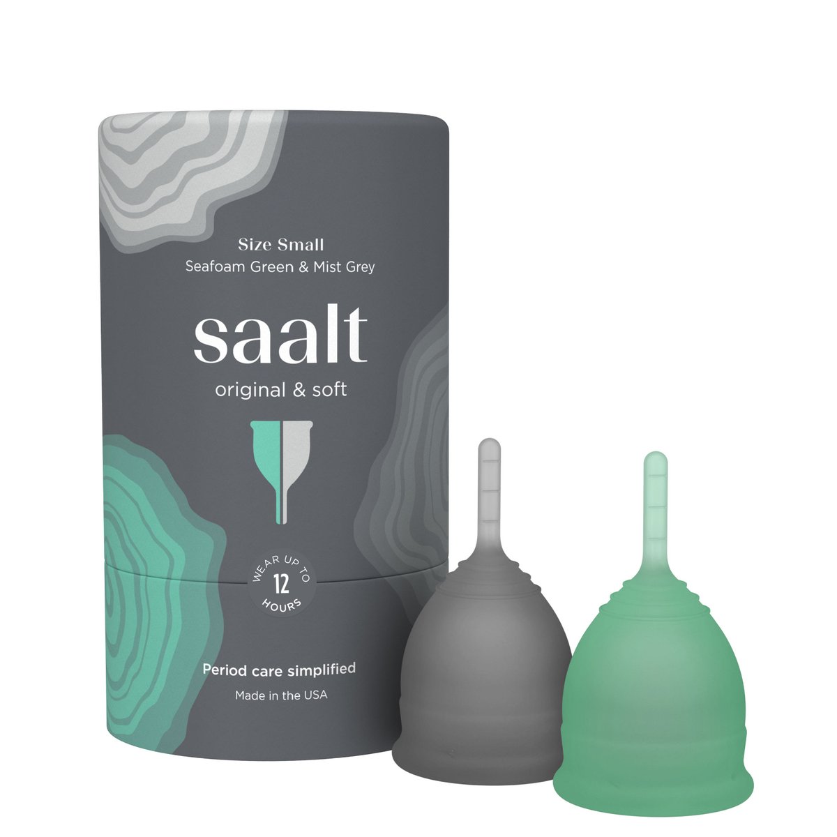 Saalt Menstrual Cup Twin Pack - Small Seafoam Green & Mist Grey