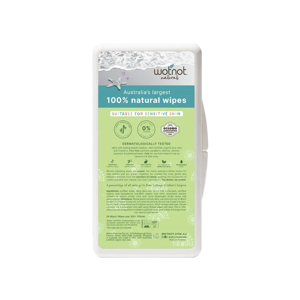 Wotnot Biodegradable Travel Wipes with Case (20 wipes)