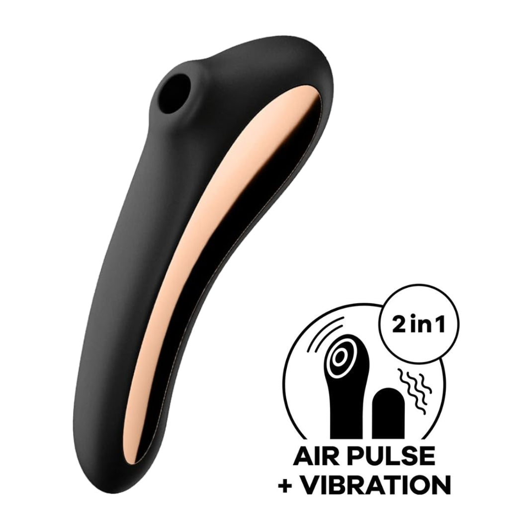 Satisfyer Dual Kiss Air Pulse & G-Spot Massager - Black