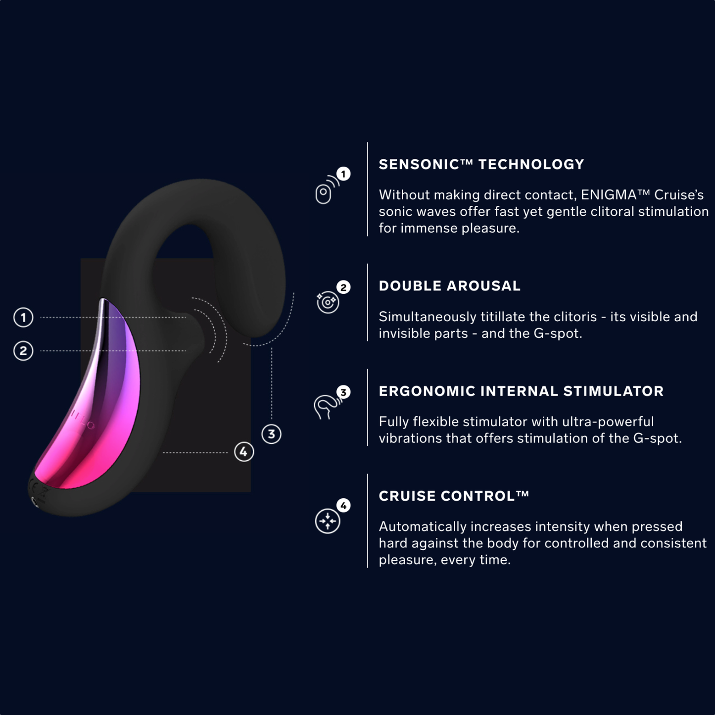 Lelo Enigma Cruise Dual Stimulation Sonic Massager - Deep Rose