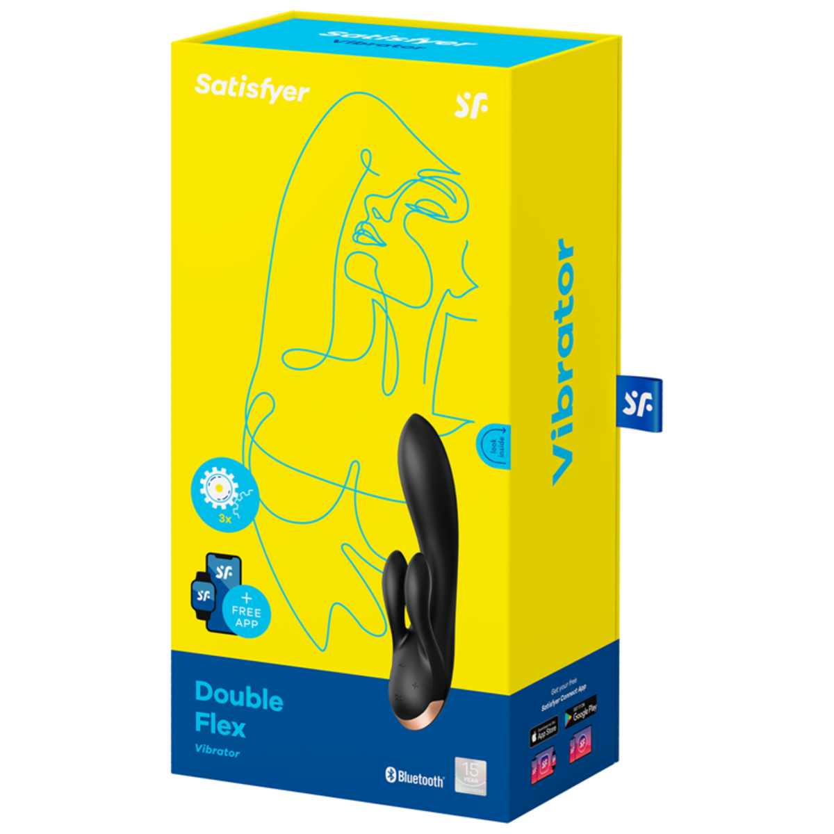 Satisfyer Double Flex Rabbit Vibrator (App Controlled) - Black