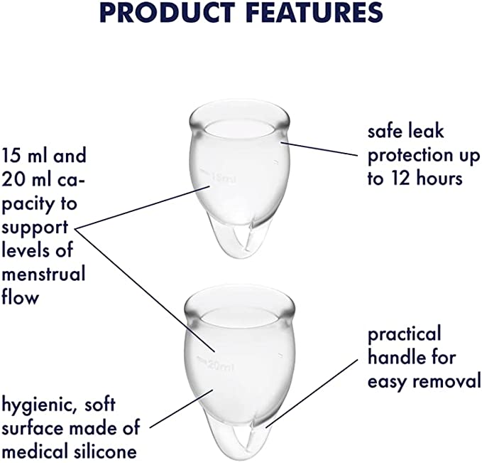 Satisfyer Menstrual Cup with Loop Stem - Clear (2 Pack)