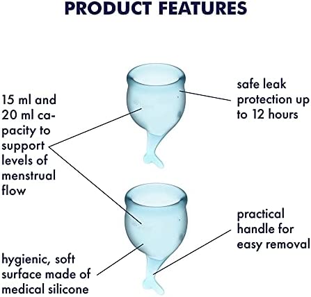 Satisfyer Menstrual Cup with Mermaid Stem - Light Blue (2 Pack)