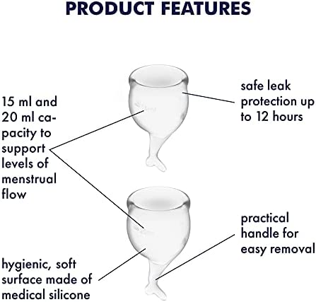 Satisfyer Menstrual Cup with Mermaid Stem - Clear (2 Pack)
