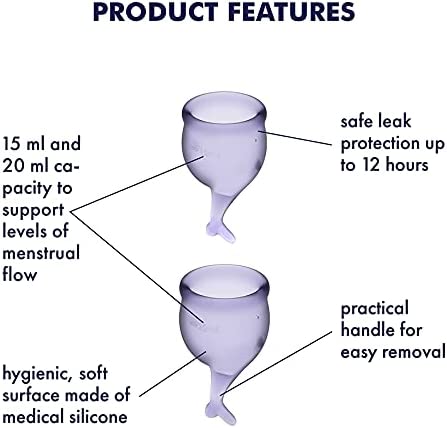 Satisfyer Menstrual Cup with Mermaid Stem - Lilac Purple (2 Pack)