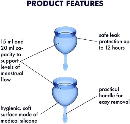 Satisfyer Menstrual Cup with Tab Stem - Dark Blue (2 Pack)