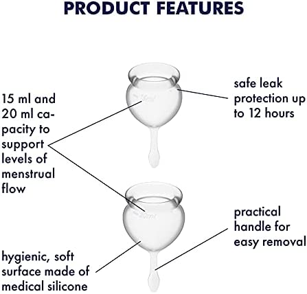 Satisfyer Menstrual Cup with Tab Stem - Clear (2 Pack)