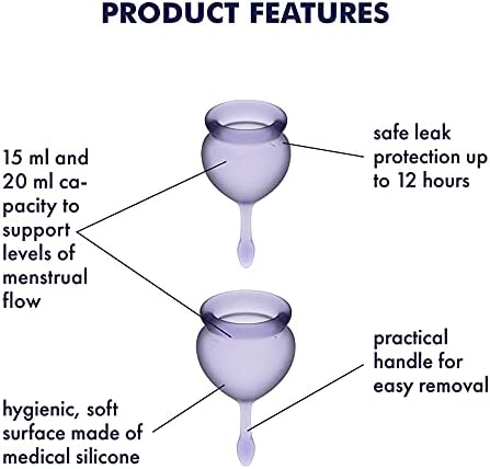 Satisfyer Menstrual Cup with Tab Stem - Lilac Purple (2 Pack)