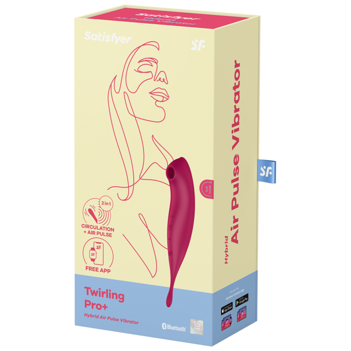 Satisfyer Twirling Pro+ Hybrid Clitoral Air Pulse Stimulator & Tip Vibrator (App Controlled) - Dark Red
