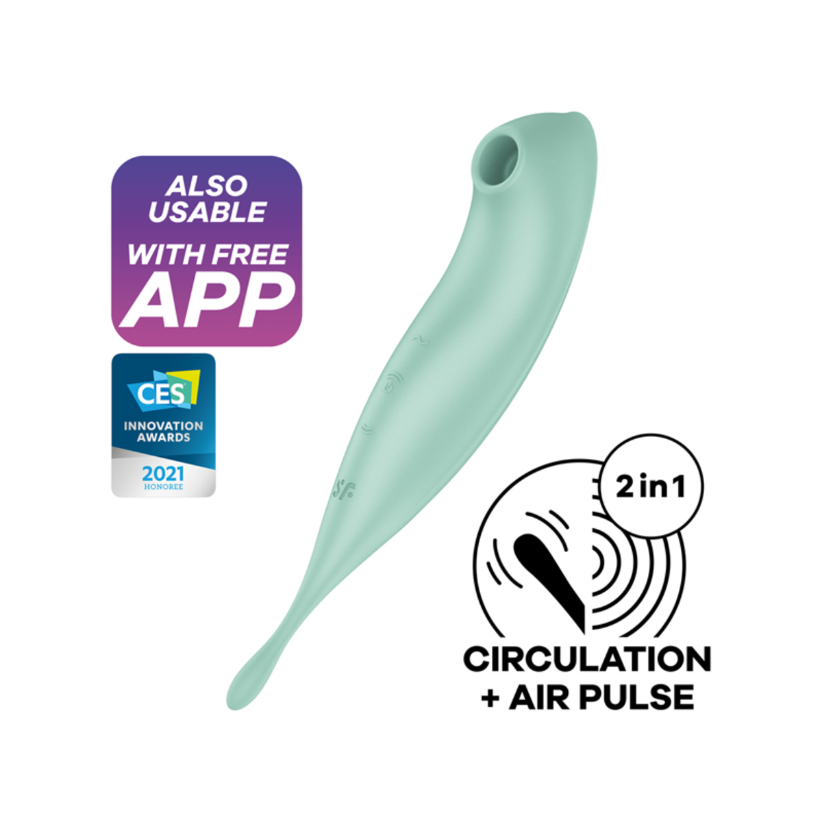 Satisfyer Twirling Pro+ Hybrid Clitoral Air Pulse Stimulator & Tip Vibrator (App Controlled) - Mint