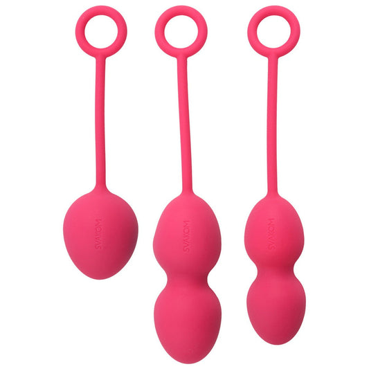 Svakom Nova Weighted Kegel Exercise Ball Set - Plum Red (3 Pack)