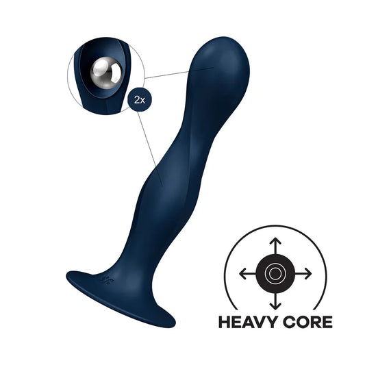 Satisfyer Double Ball-R Weighted Suction Cup Dildo - Dark Blue