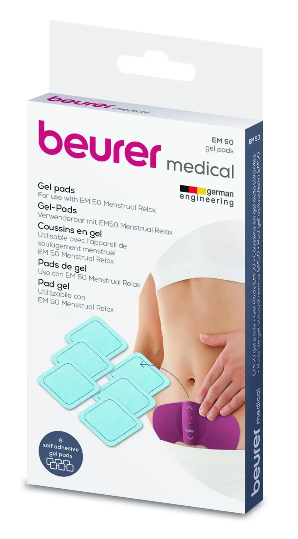 Beurer EM50 TENS & Heating Pad Menstrual Relax Device Replacement Pads (6 Pack)