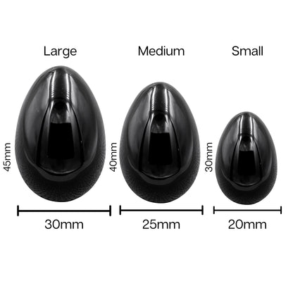 Precious Gems Yoni Egg Set - Black Obsidian Drilled (Set of 3)