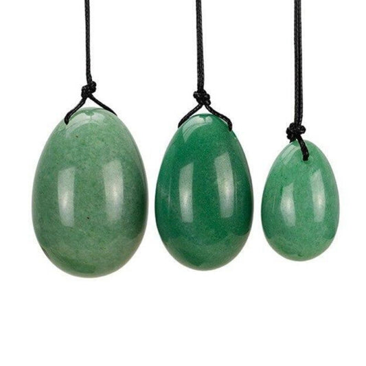 Precious Gems Yoni Egg Set - Green Aventurine Drilled (Set of 3)
