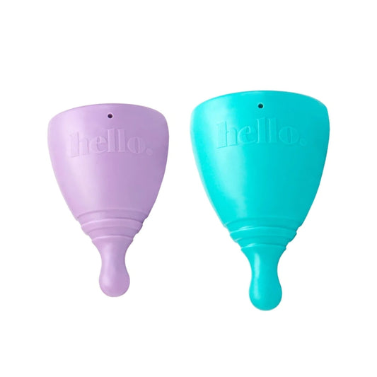 Hello Menstrual Cup Double Box - S Lilac + M Blue