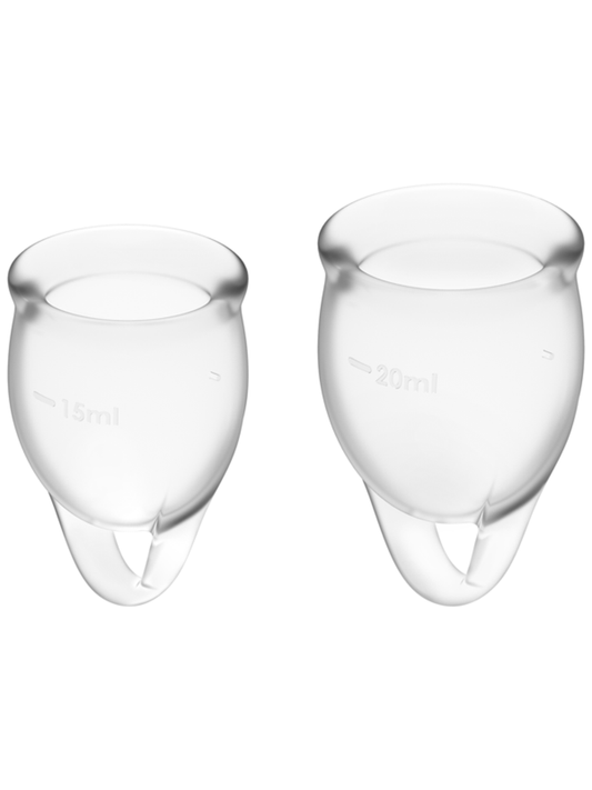Satisfyer Menstrual Cup with Loop Stem - Clear (2 Pack)
