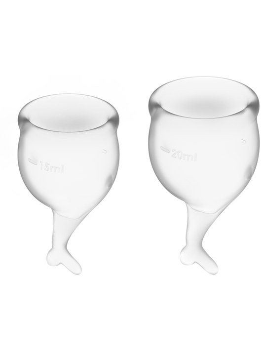 Satisfyer Menstrual Cup with Mermaid Stem - Clear (2 Pack)