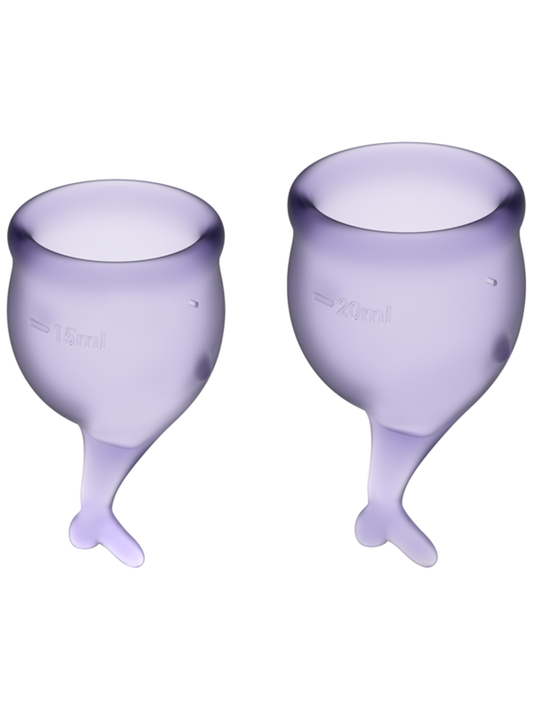 Satisfyer Menstrual Cup with Mermaid Stem - Lilac Purple (2 Pack)