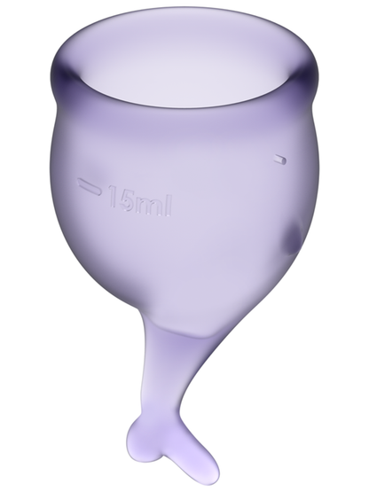 Satisfyer Menstrual Cup with Mermaid Stem - Lilac Purple (2 Pack)