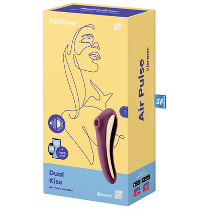 Satisfyer Dual Kiss Air Pulse & G-Spot Massager - Wine Red