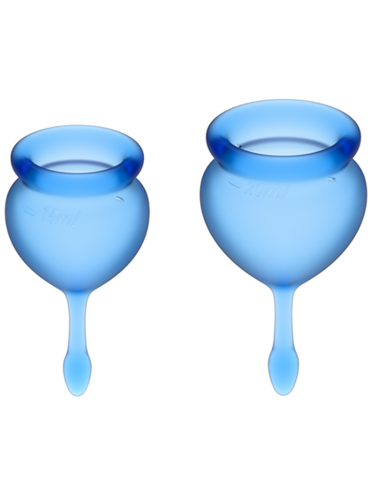 Satisfyer Menstrual Cup with Tab Stem - Dark Blue (2 Pack)