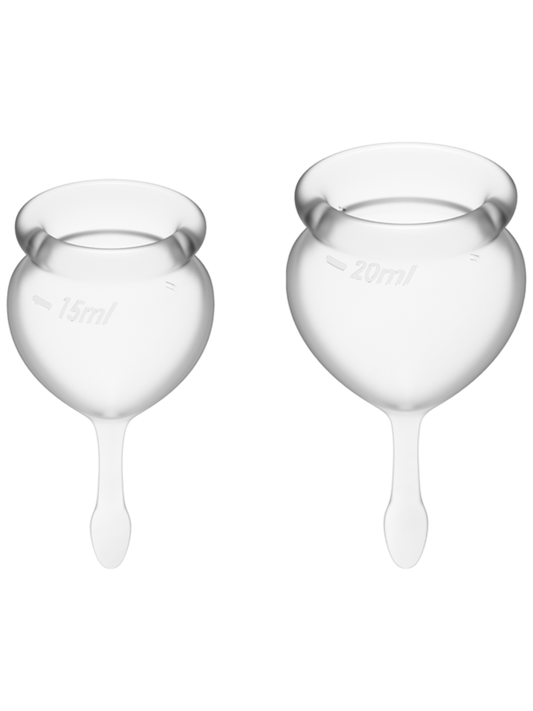 Satisfyer Menstrual Cup with Tab Stem - Clear (2 Pack)