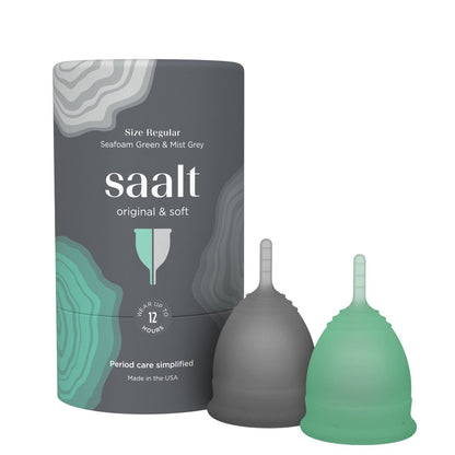 Saalt Menstrual Cup Twin Pack - Regular Seafoam Green & Mist Grey