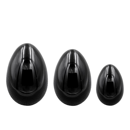 Precious Gems Yoni Egg Set - Black Obsidian Undrilled (Set of 3)