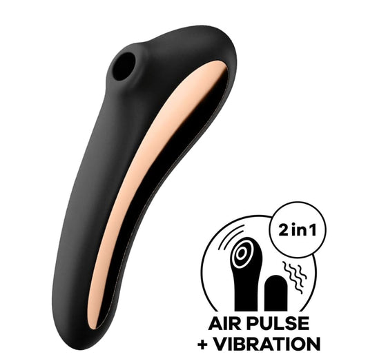 Satisfyer Dual Kiss Air Pulse & G-Spot Massager - Black