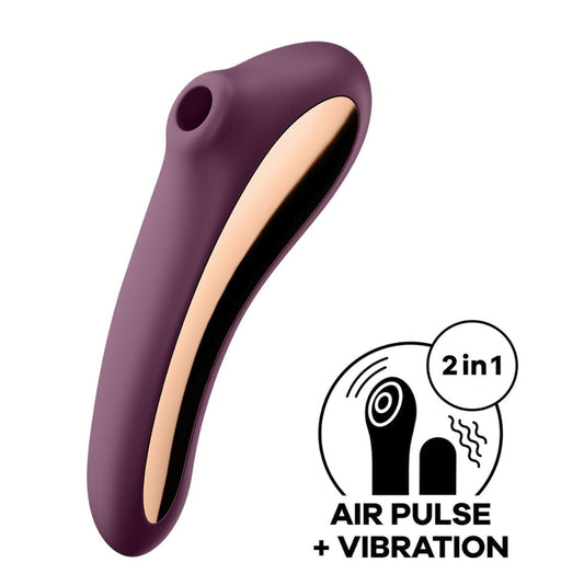 Satisfyer Dual Kiss Air Pulse & G-Spot Massager - Wine Red