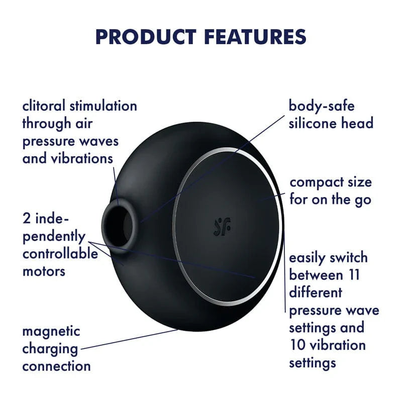 Satisfyer Pro To Go 3: Air Pulse Stimulator + Vibrator - Black