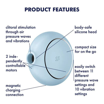 Satisfyer Pro To Go 3: Air Pulse Stimulator + Vibrator - Blue