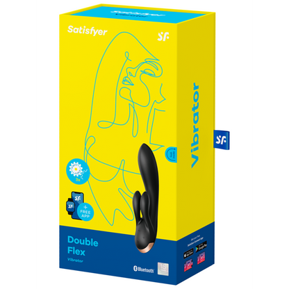 Satisfyer Double Flex Rabbit Vibrator (App Controlled) - Black