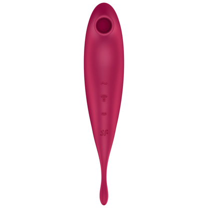 Satisfyer Twirling Pro+ Hybrid Clitoral Air Pulse Stimulator & Tip Vibrator (App Controlled) - Dark Red