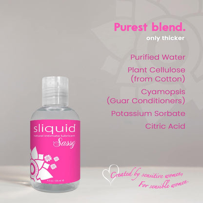 Sliquid Sassy Water-Based Natural Intimate Lubricant (125ml)