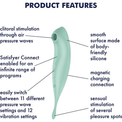 Satisfyer Twirling Pro+ Hybrid Clitoral Air Pulse Stimulator & Tip Vibrator (App Controlled) - Mint